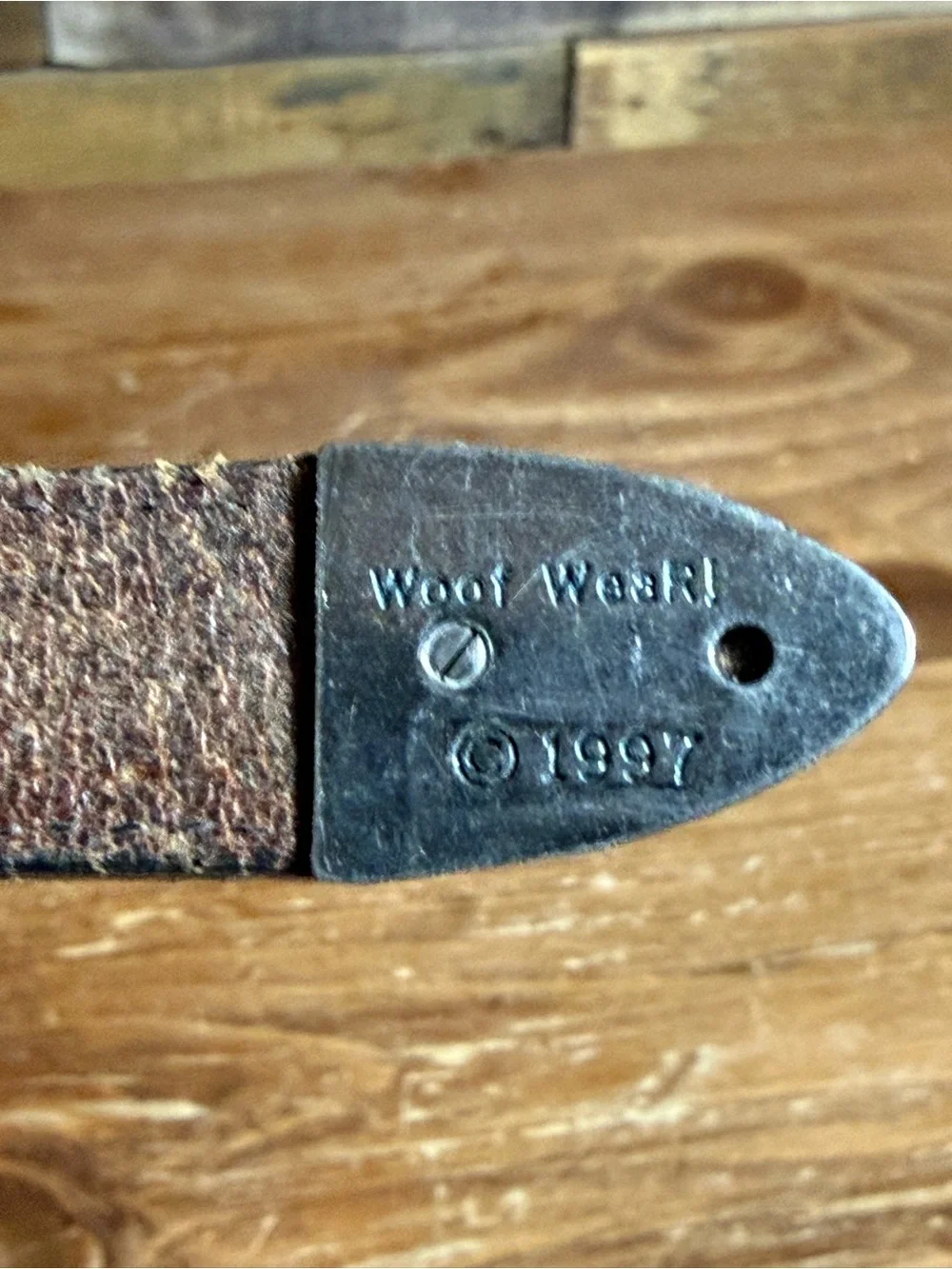 Woof Wear Studded Leather Dog Collar Mouse Design Vtg 97